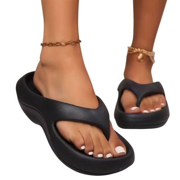 Unbranded Shoes - Women's Lightweight Platform Eva Foam Slides Arch Support Black 7.5 Summer